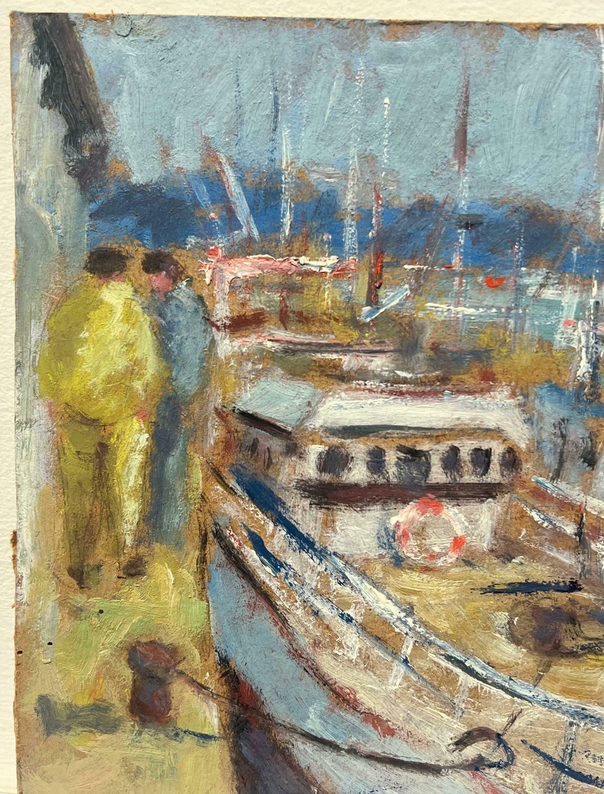 Fanch Lelbustling Dockside Scene With Sailboats And Dockworkers French Oil Painting20th Century photo Art