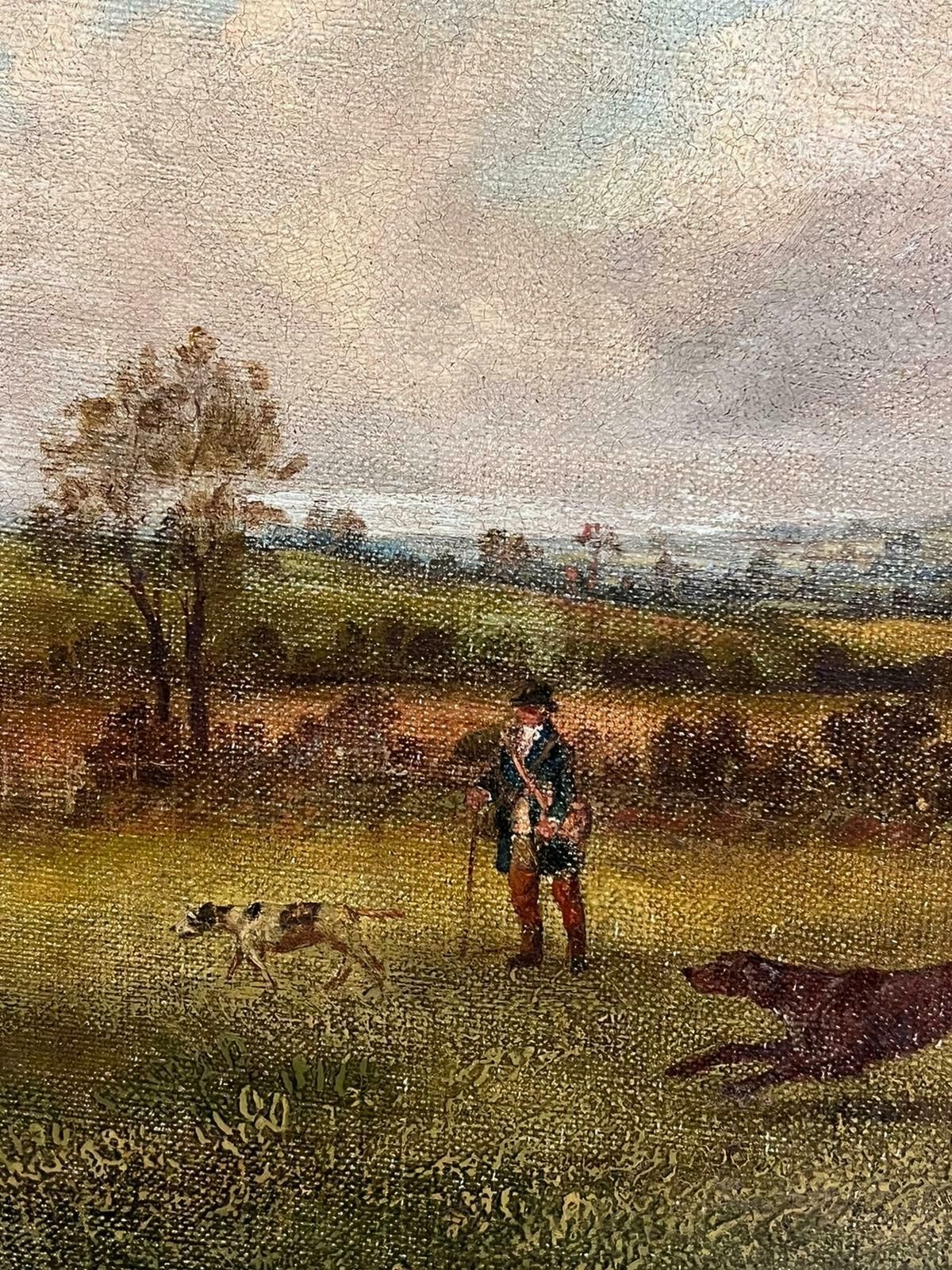 Early 19th Century British Oil Painting Country Gentleman Shooting In Landscape photo Art