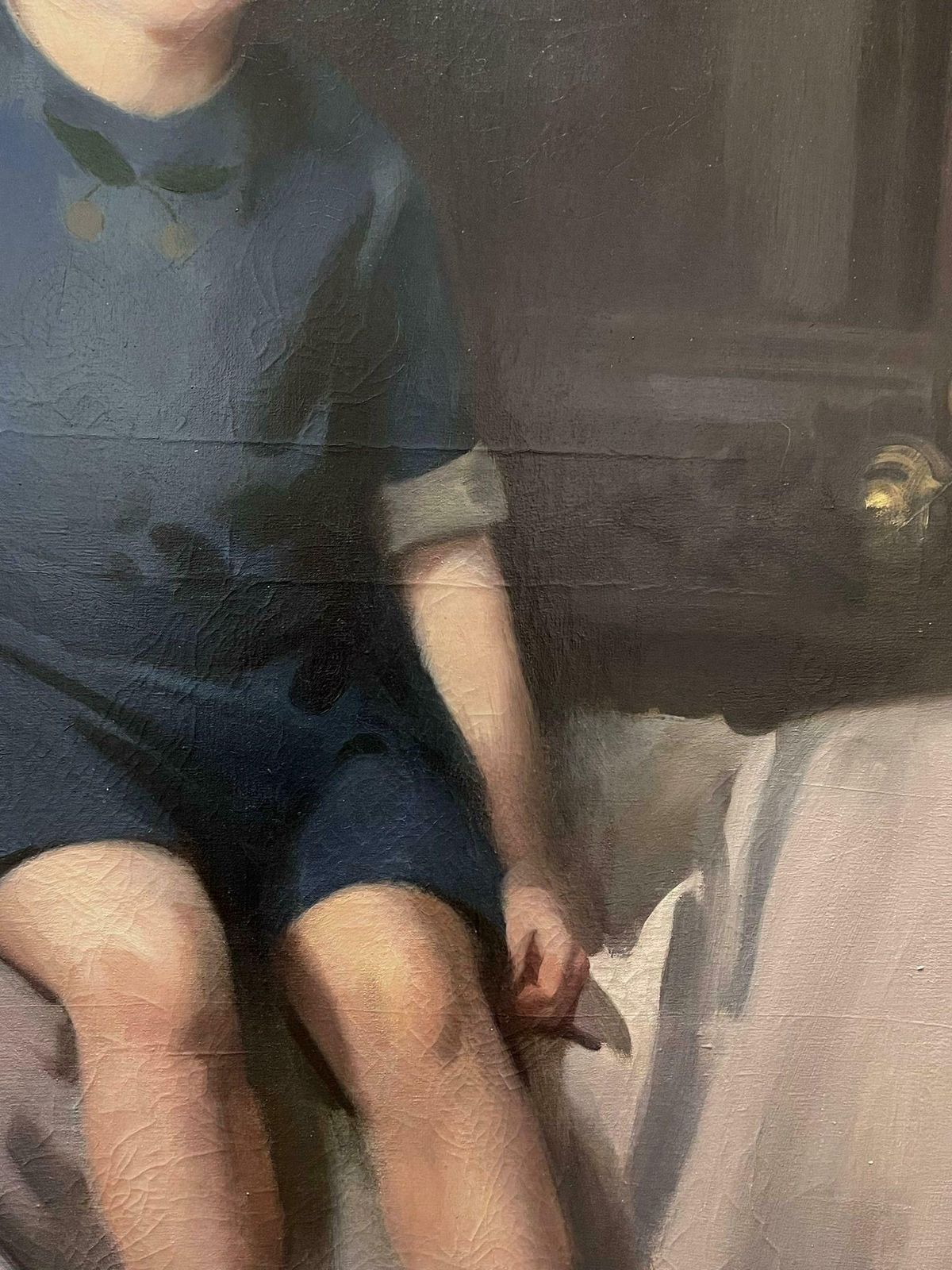 John Young Hunterhuge 1920's British Portrait Of Young Girl In Interior Signed & Dated Oil Paint1920 photo vinterior