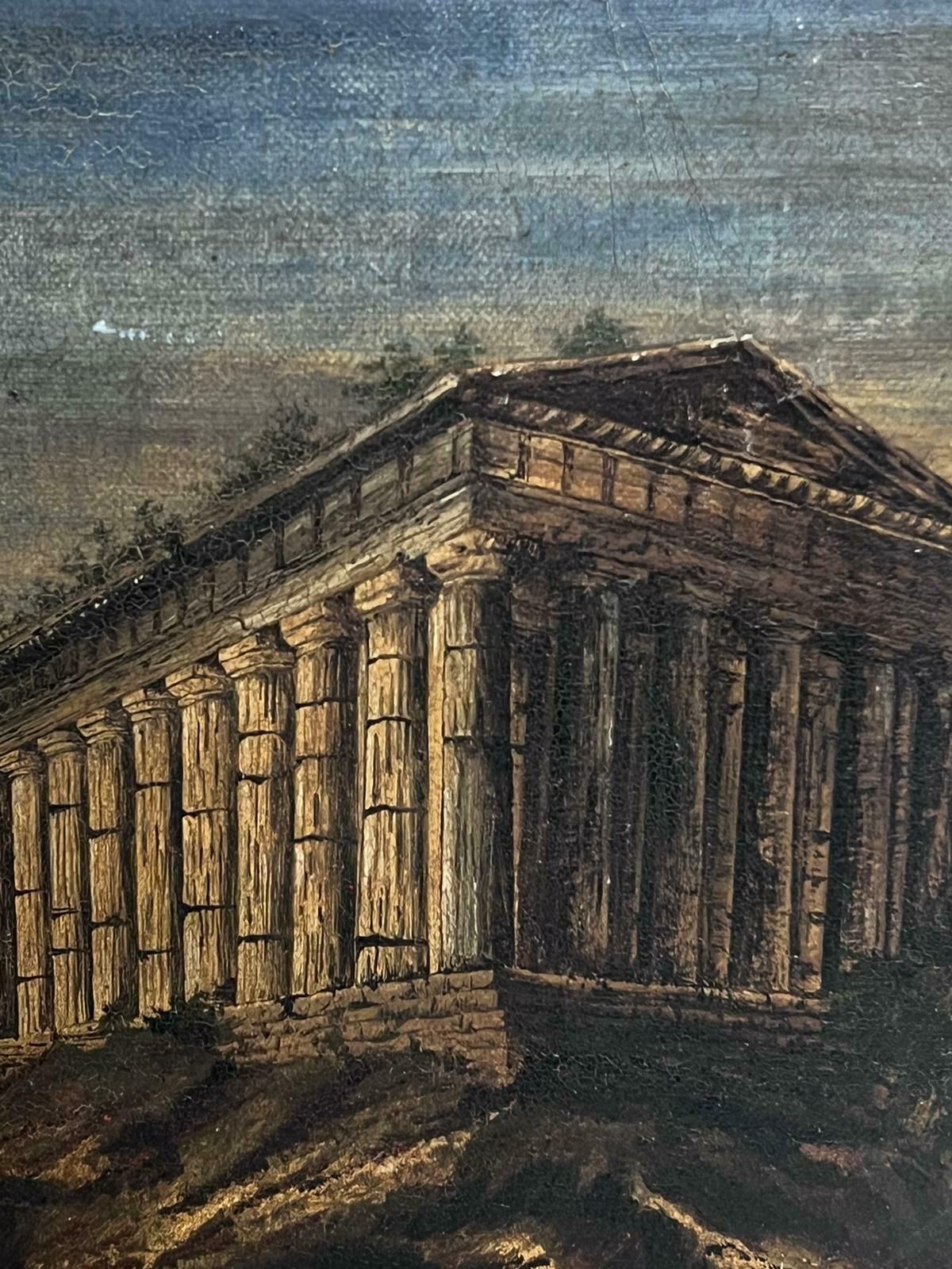 Italian Grand Tour1800's Italian Grand Tour Oil Painting Theseus Temple Athens In Landscape photo Art