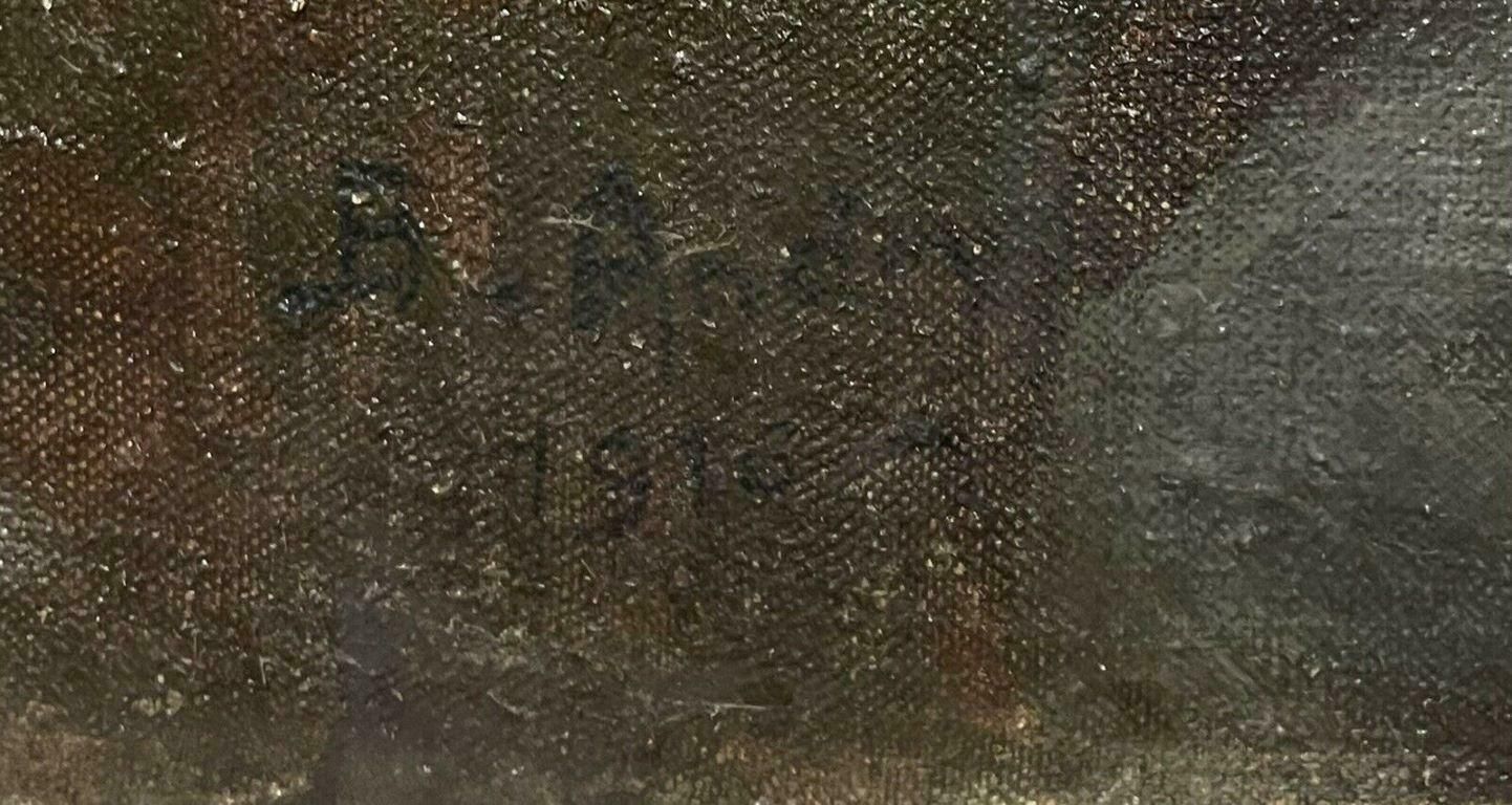 Antique Frenchsigned French Impressionist Oil Painting Portrait Of A Man Seated In Libraryc. 1910 photo 975.0