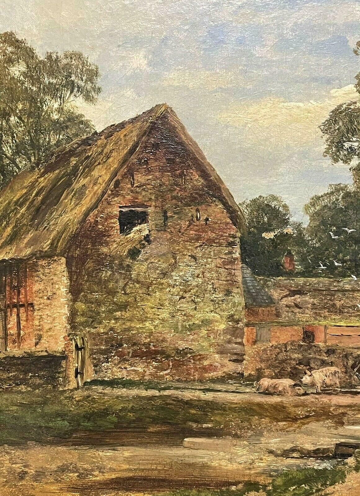 T Turnersigned Victorian English Oil Painting   Farmyard Scene Old Buildings  Dated 1875c. 1875 photo Art