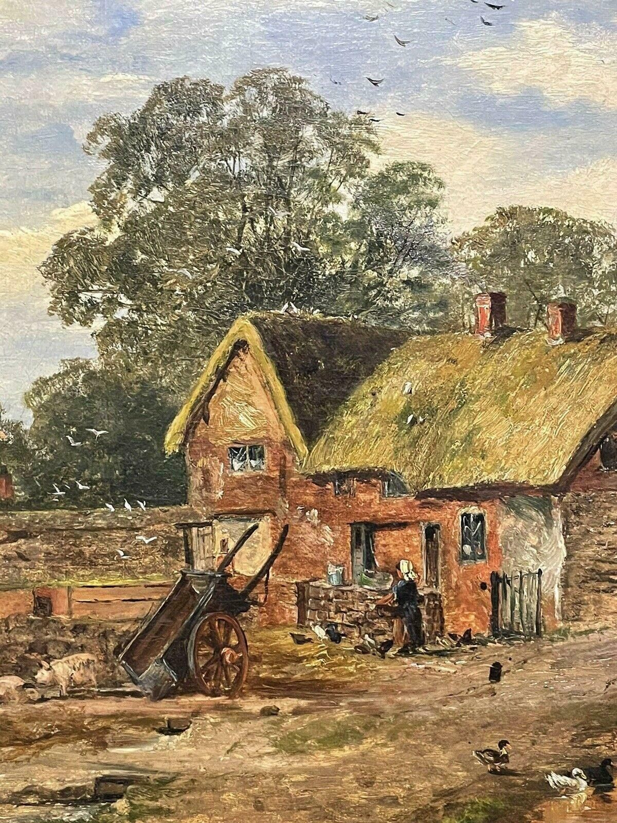T Turnersigned Victorian English Oil Painting   Farmyard Scene Old Buildings  Dated 1875c. 1875 photo vinterior