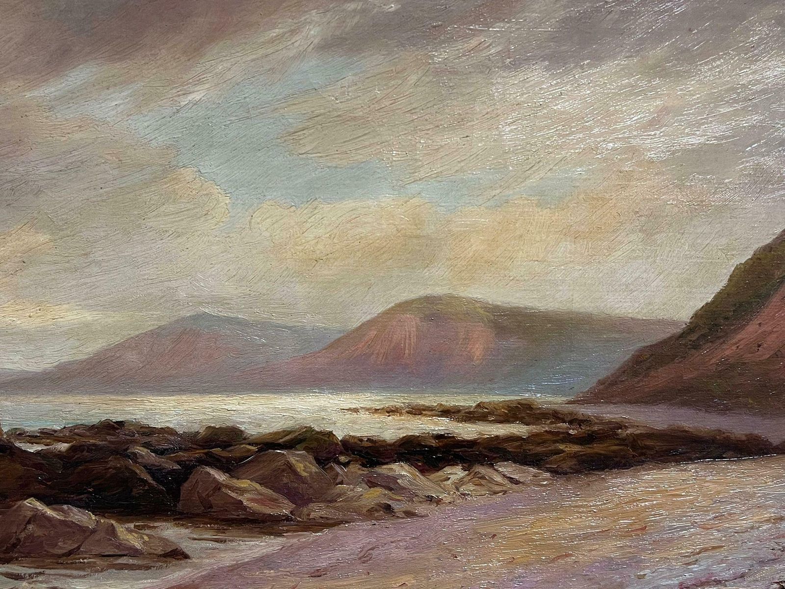 Herbert J. Dayantique American Signed Oil Painting Coastal Landscape Beach Scene & Cliffs photo furniture