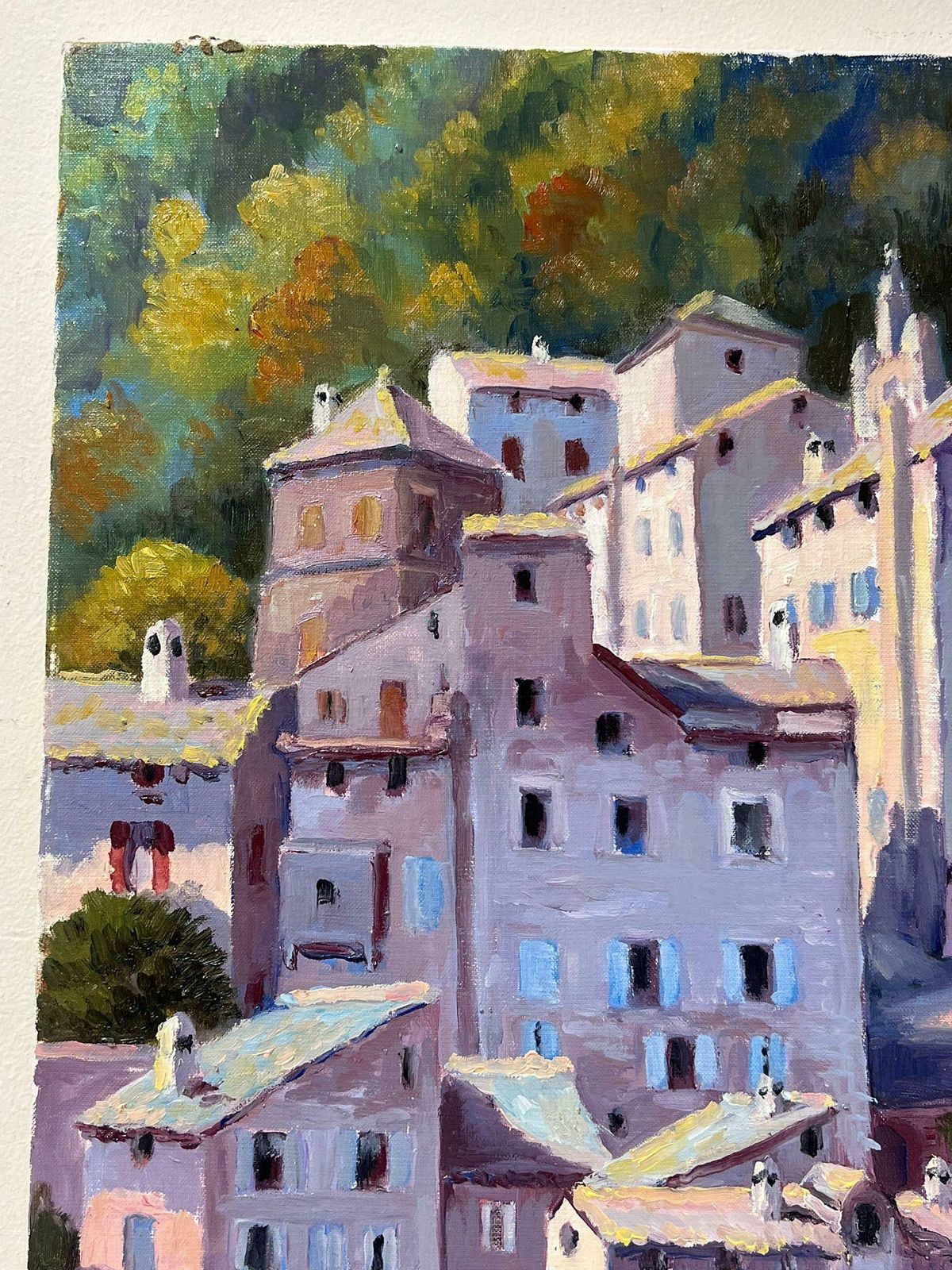 Georges Bordonovecontemporary French Impressionist Oil Mediterranean Old Town Buildings photo for sale
