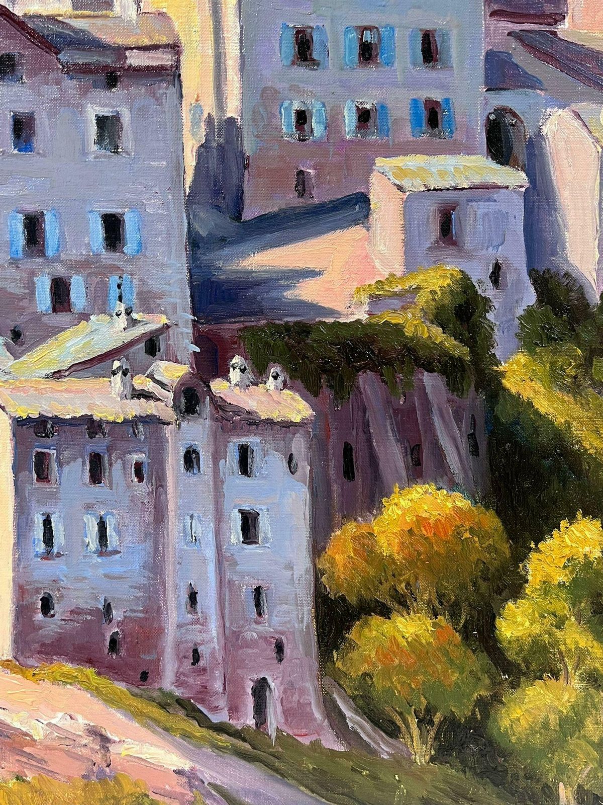 Georges Bordonovecontemporary French Impressionist Oil Mediterranean Old Town Buildings photo vinterior
