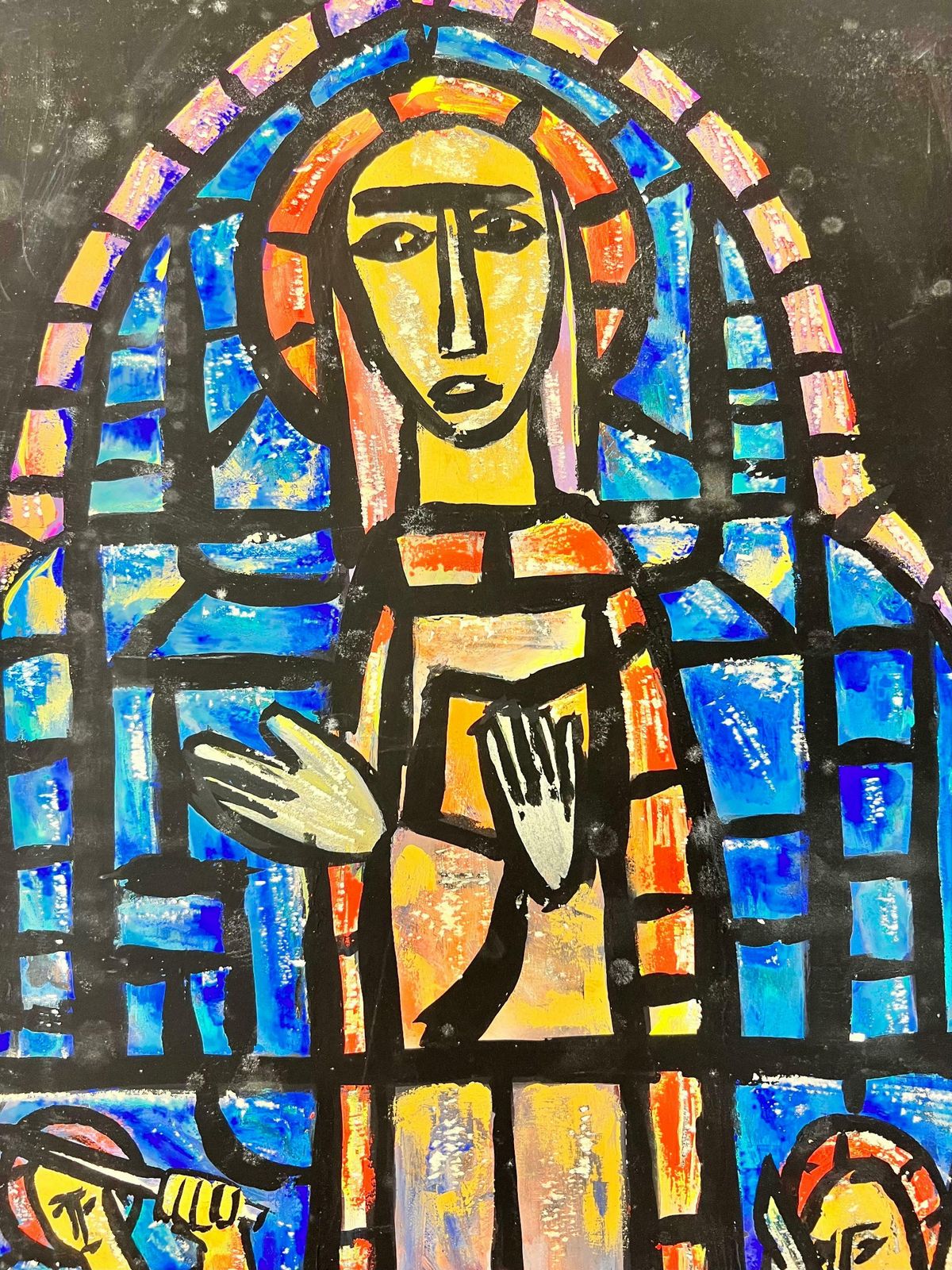 Bernard Labbe1950's Modernist/ Cubist Painting   Abstract Church Stained Glass Window1950's photo Art