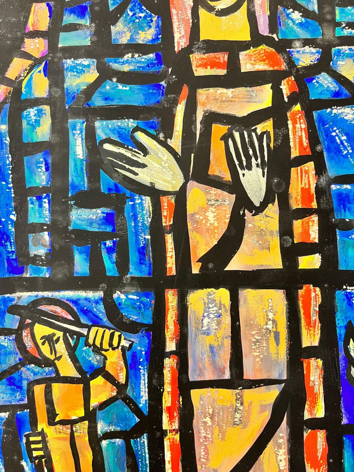 Bernard Labbe1950's Modernist/ Cubist Painting   Abstract Church Stained Glass Window1950's photo 769.0