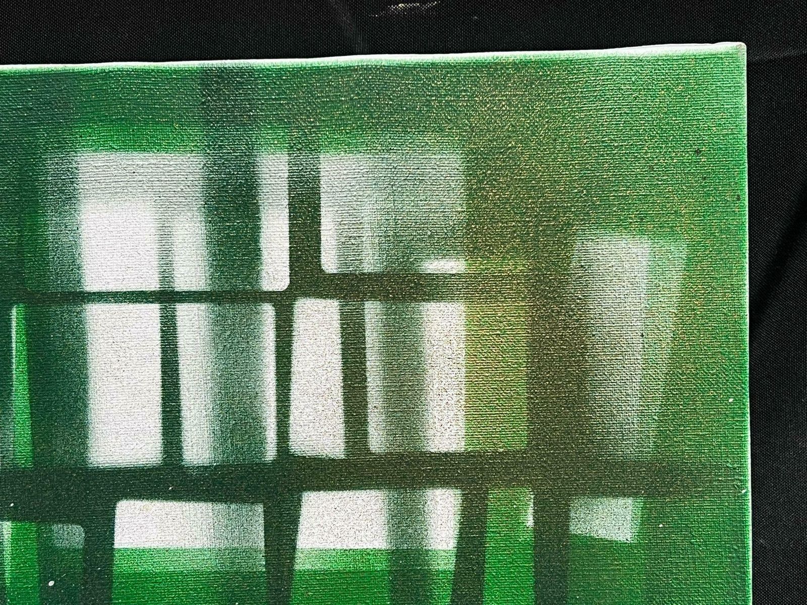 Michel Seguinlarge French Abstract Expressionist Painting Contemporary Green Squares photo furniture