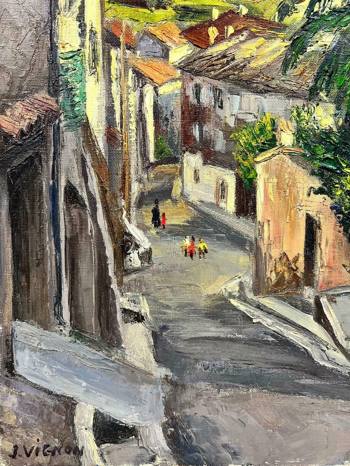 Josine Vignoncagnes Sur Mer 1960's French Post Impressionist Signed Oil Coastal View & Town1960's photo Art