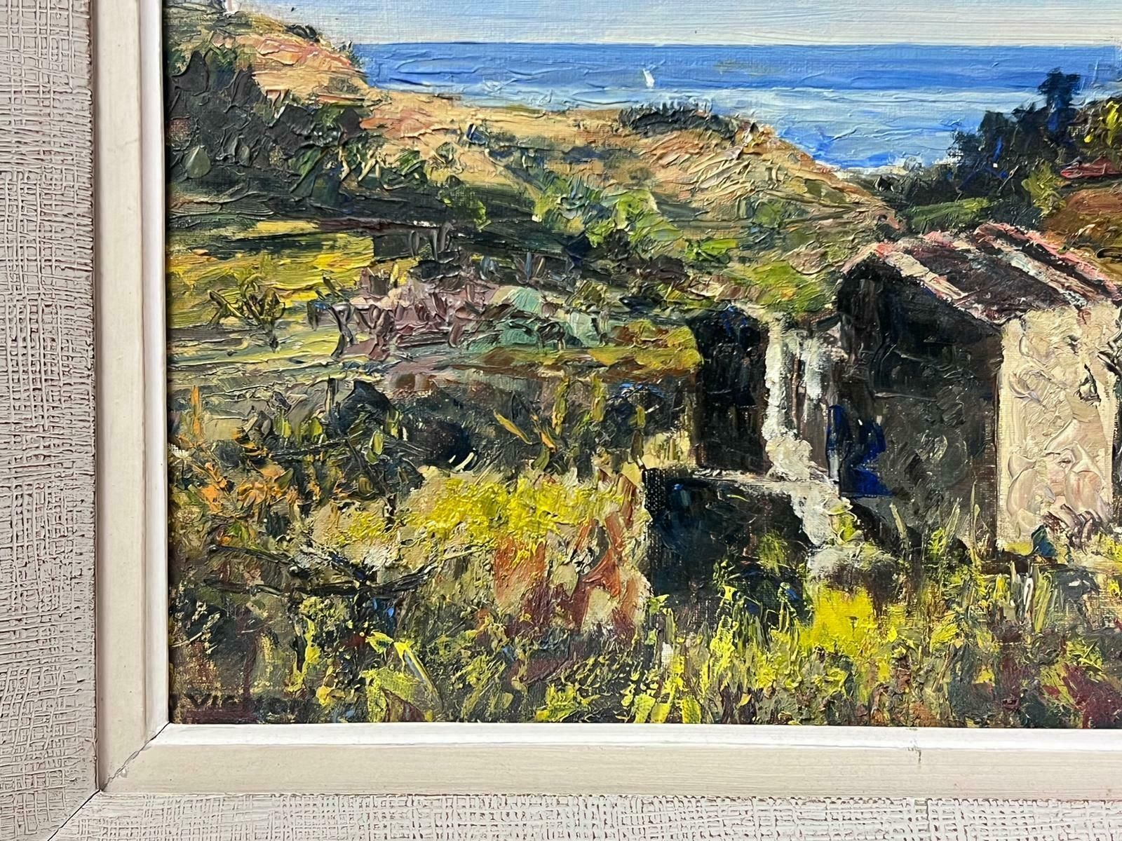 Josine Vignon1960s French Post Impressionist Oil Cagnes Sur Mer French Coastline Landscape1950s photo Art