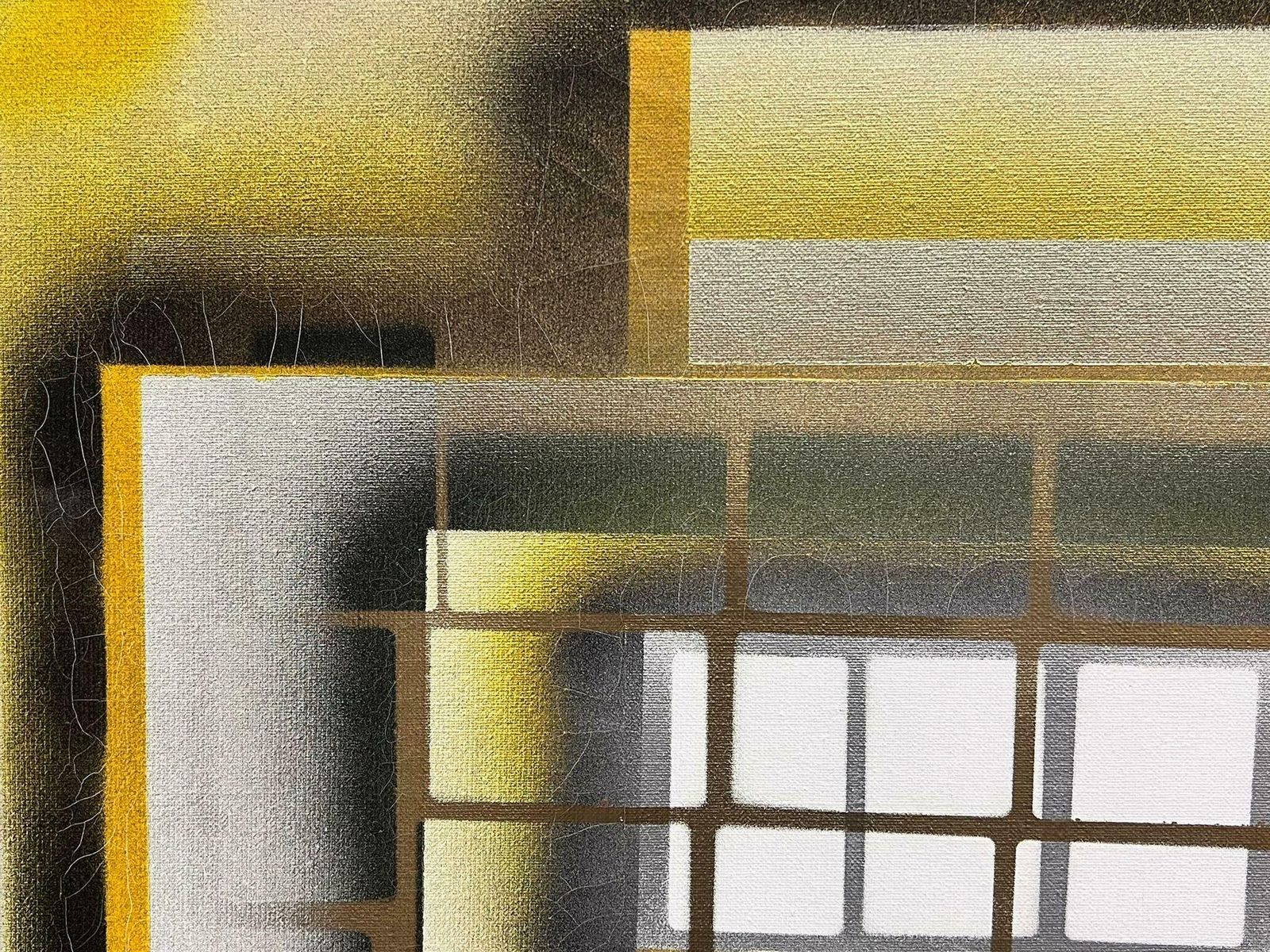 Michel Seguinlarge French Abstract Contemporary Painting Black And Yellow Squares photo Art