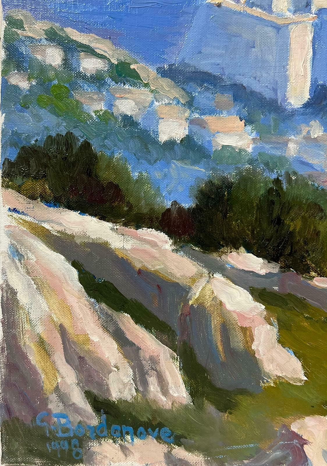 Georges Bordonovecontemporary French Impressionist Oil Beautiful Mediterranean City Harbor Coast photo Art