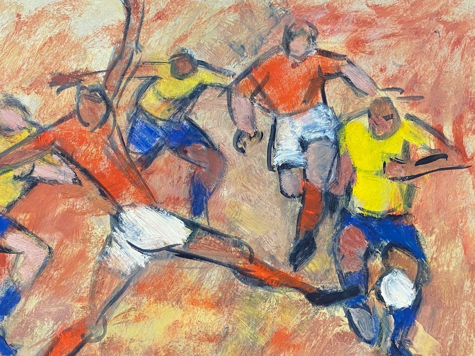 Elisabeth Hahnthe Football Match 20th Century German Modernist Oil Painting Playing Football20th Century photo furniture