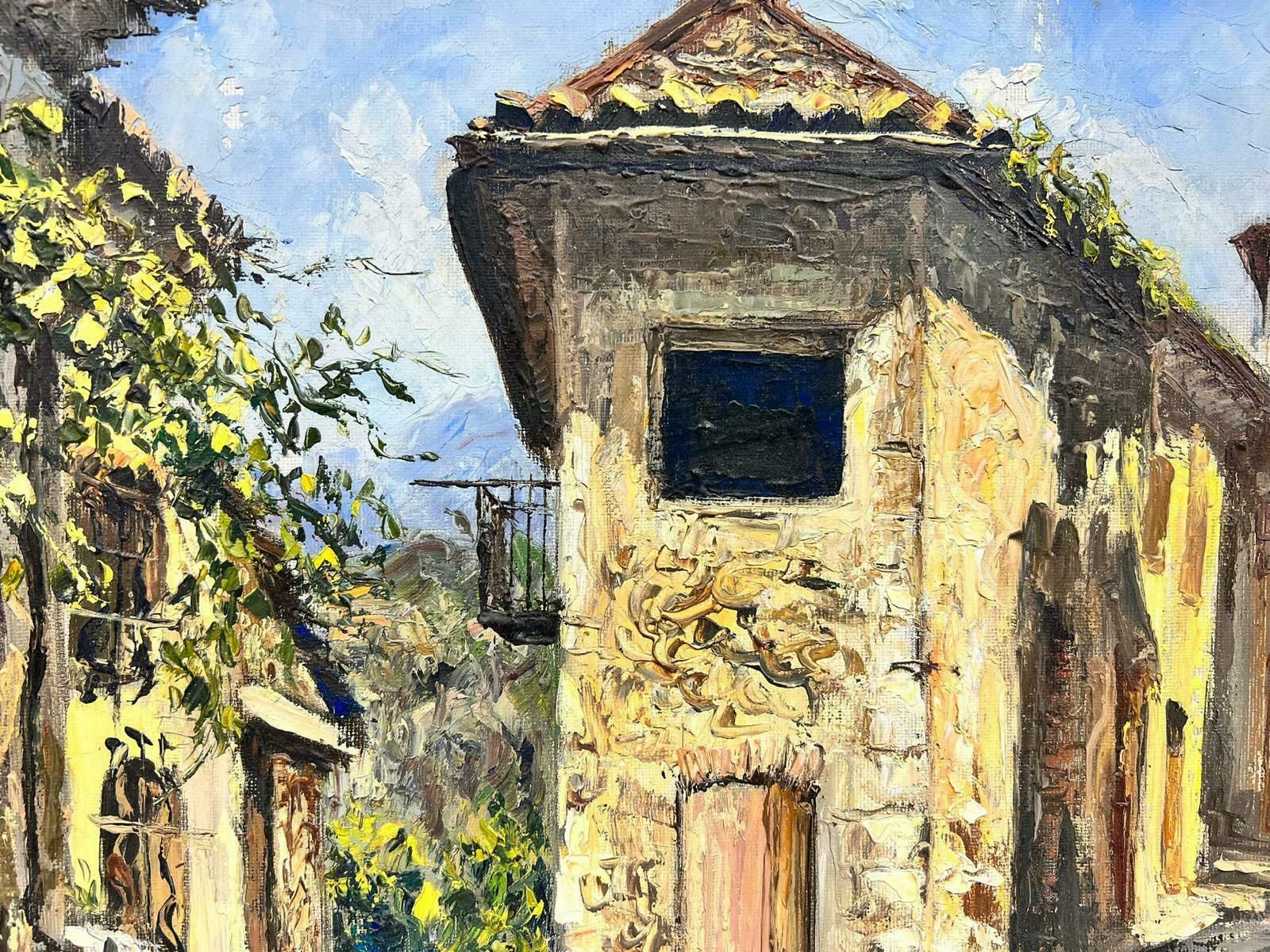 Josine Vignoncagnes Sur Mer French Old Stone Town Post Impressionist Signed Thick Oil Impasto1960's photo vinterior