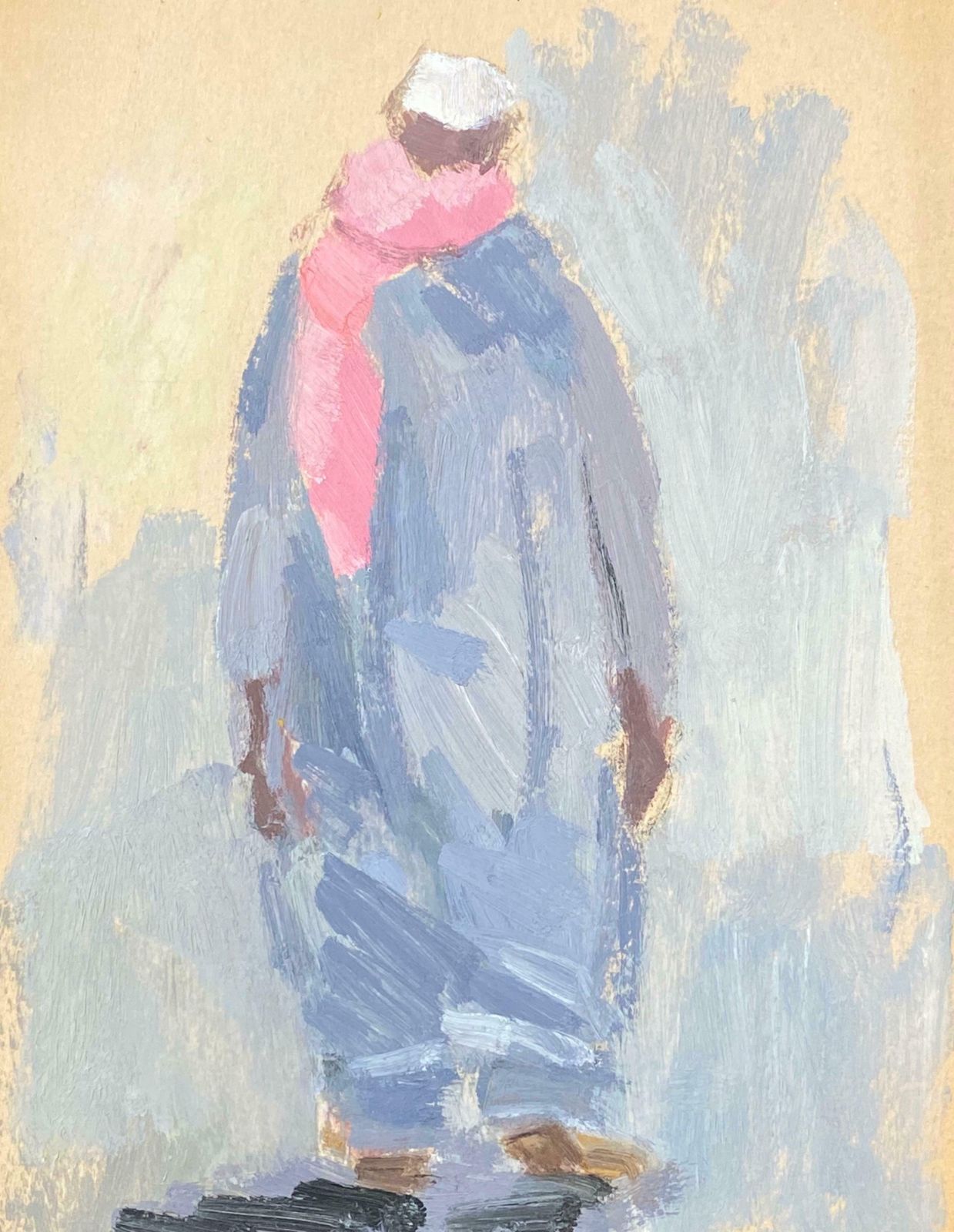Elisabeth Hahn20th Century German Modernist Oil Painting Figure Study In Blue With Pink Scarf20th Century photo furniture