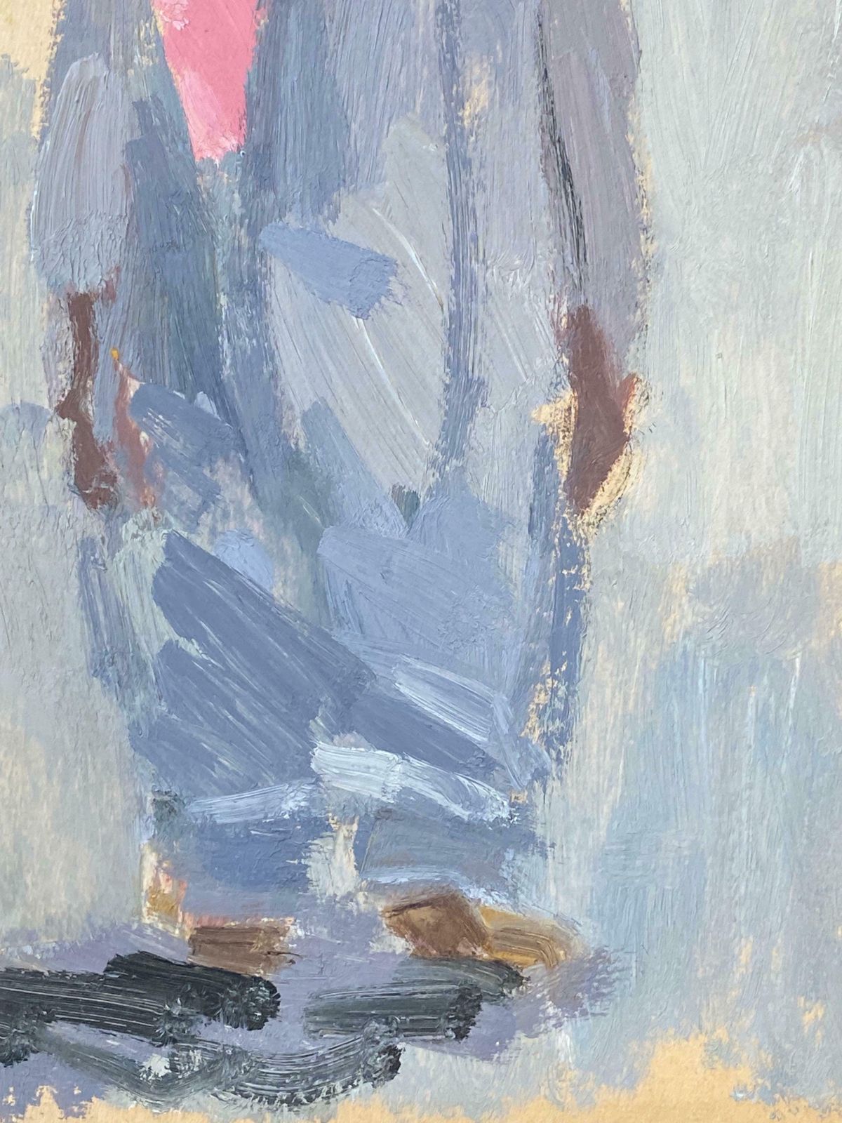 Elisabeth Hahn20th Century German Modernist Oil Painting Figure Study In Blue With Pink Scarf20th Century photo 2052.0