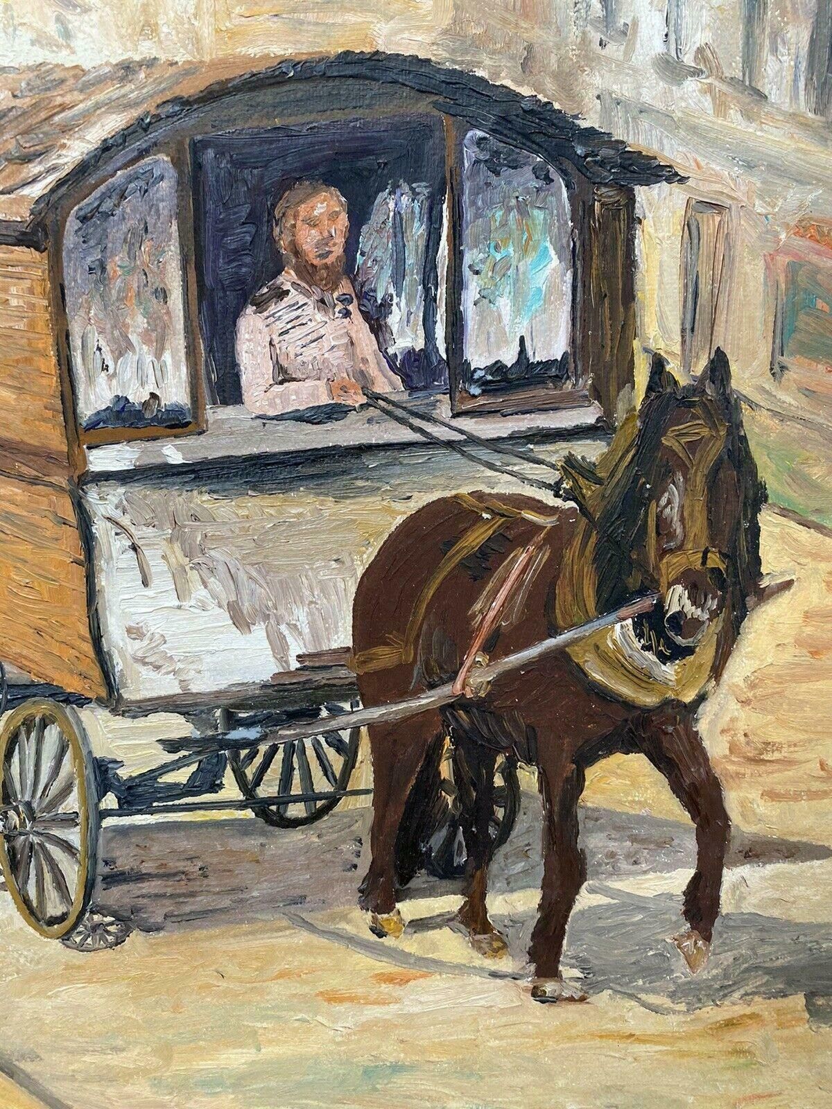 Fernand Audetfernand Audet (1923 2016) French Impressionist Oil   Horse Towing Caravanmid 20th Century photo Art