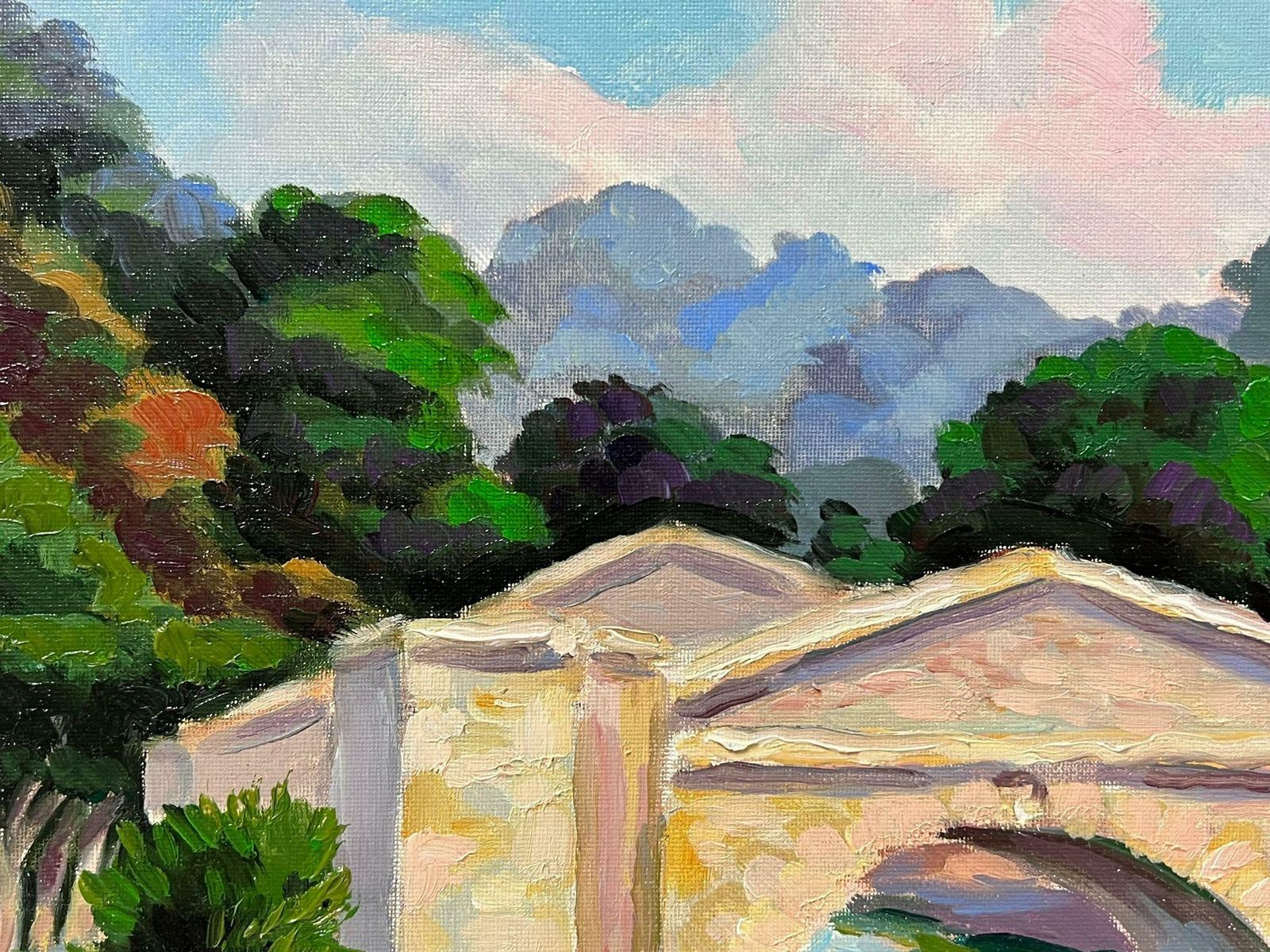 Georges Bordonovecontemporary French Impressionist Oil River With Stone Bridge South Of France photo 822.0