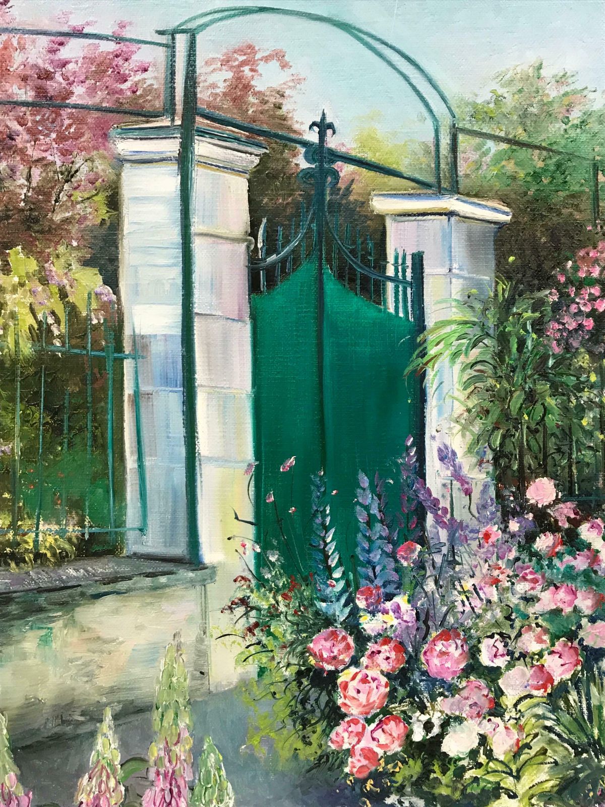 B. Rigaudierethe Garden Door At Giverny, Signed French Impressionist Oil Painting On Canvas photo vinterior