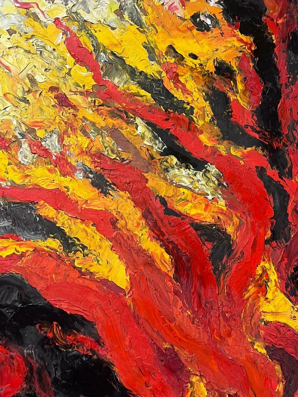 French School1970's French Expressionist Oil Painting Thick Impasto Paint Blaze Of Colors photo 923.0