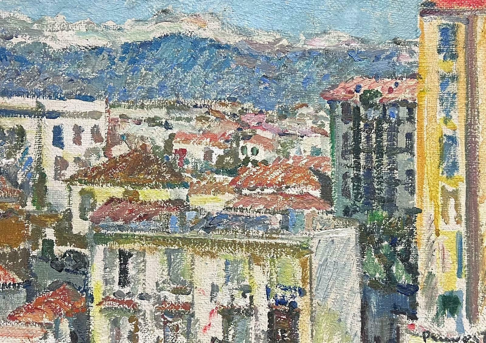 Pierre Pruvost1950's French Post Impressionist Signed Oil View Over Antibes Rooftops1950's photo furniture