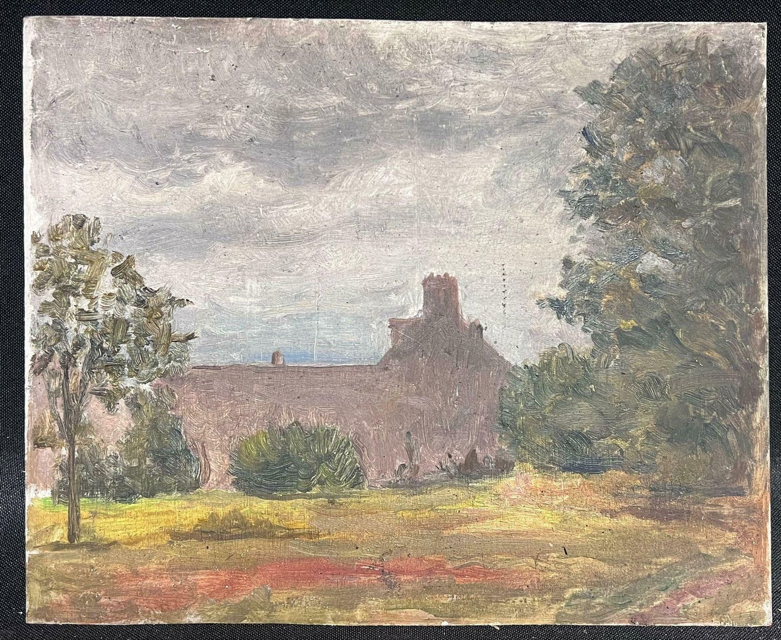 French School1930's French Impressionist Oil Sketch On Board Farmhouse In Landscape1930's photo furniture