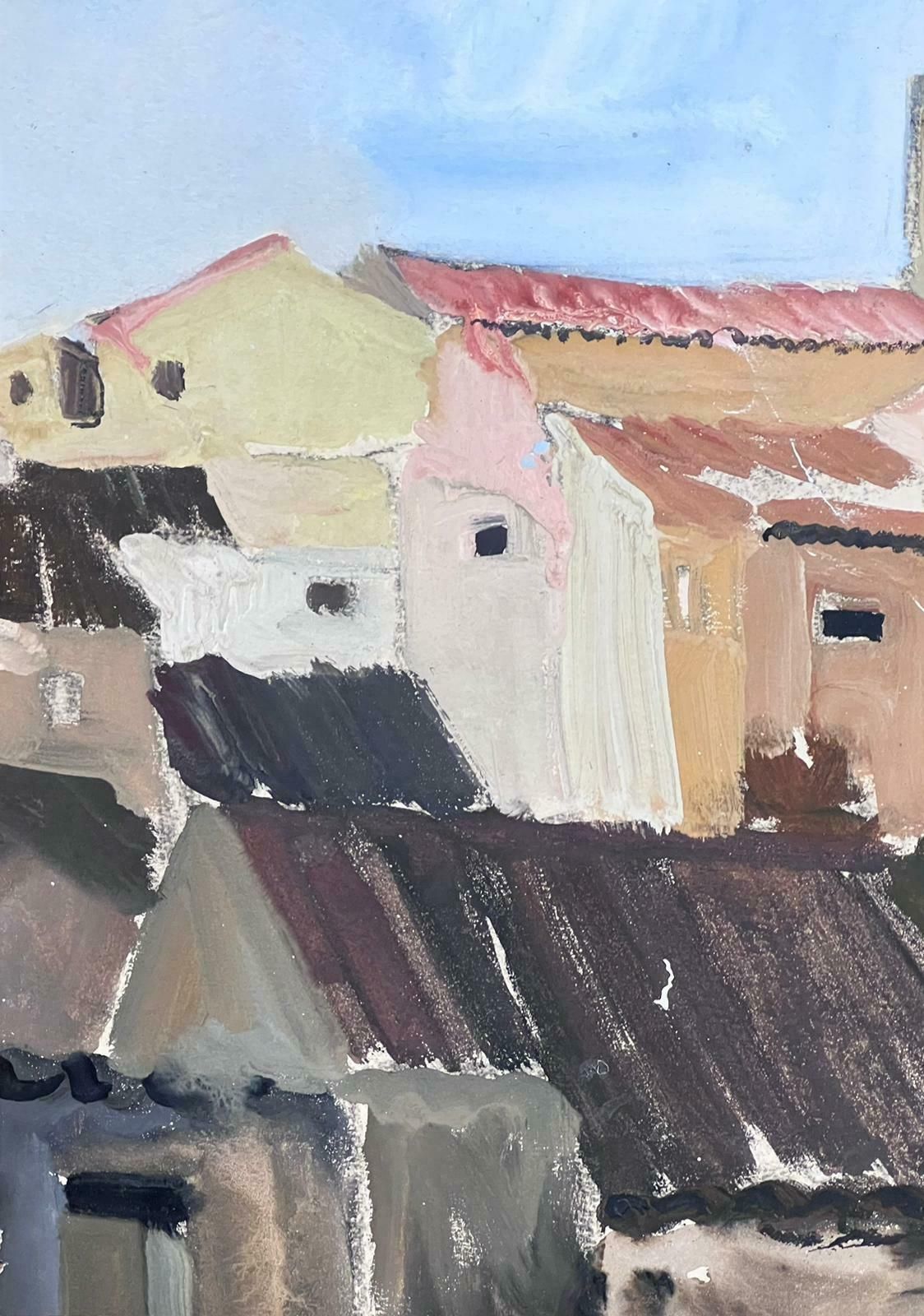 Louise Alix1930's French Impressionist Gouache Church Tower Town Landscape1930's photo for sale