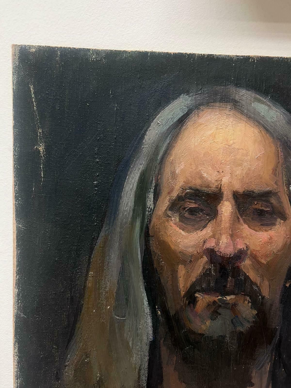 Louise Alix1930's French Oil Portrait Of A Long Grey Haired Man With Black Beard1940's photo 610.0