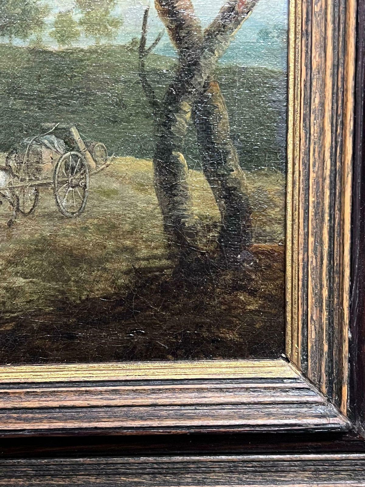 Fine 17th Century Flemish Old Master Oil Painting Travellers Country Landscape photo vinterior