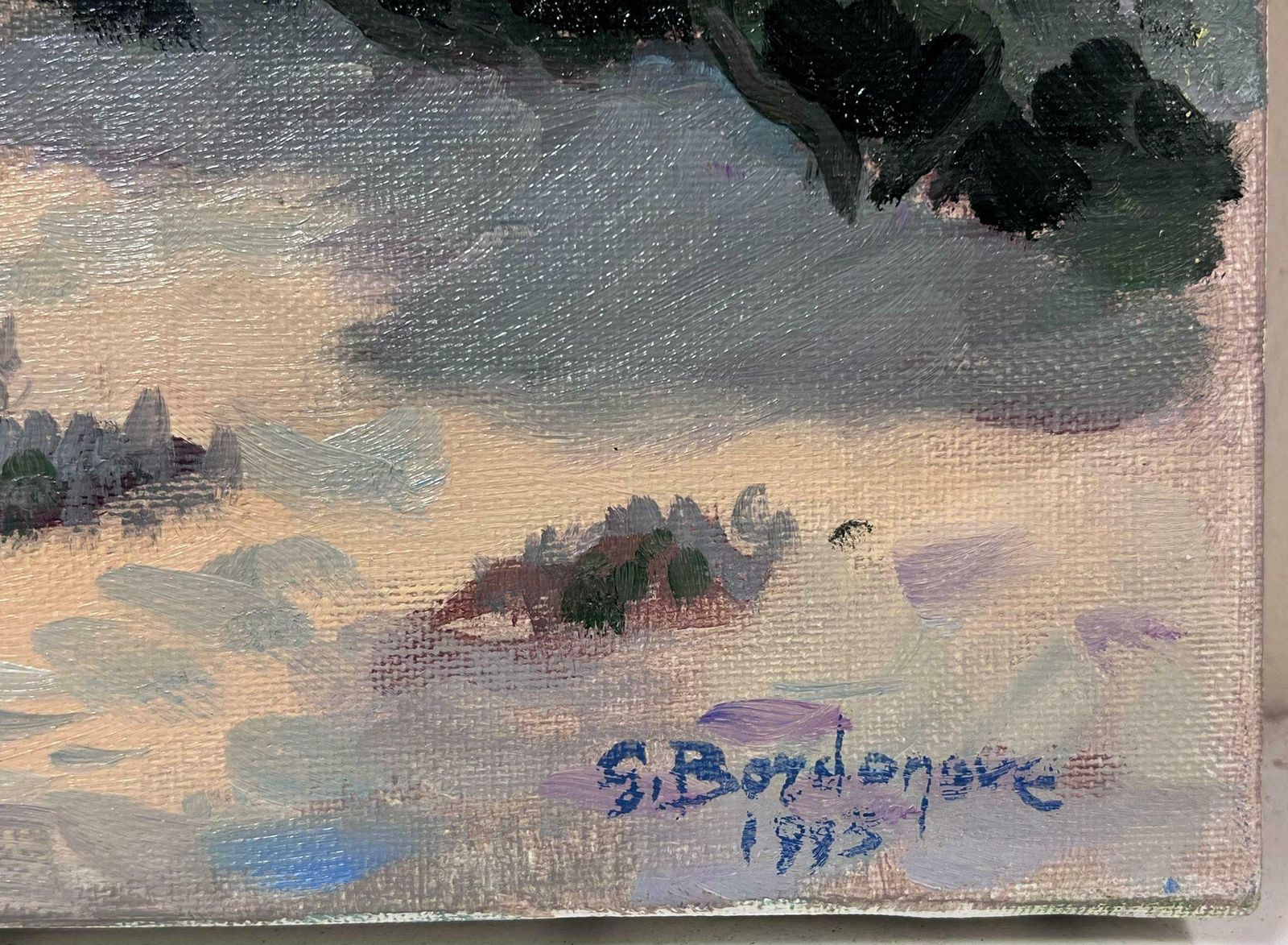 Georges Bordonovecontemporary French Impressionist Oil Sunset Over Sea Sand Dunes Beach Pathway photo for sale