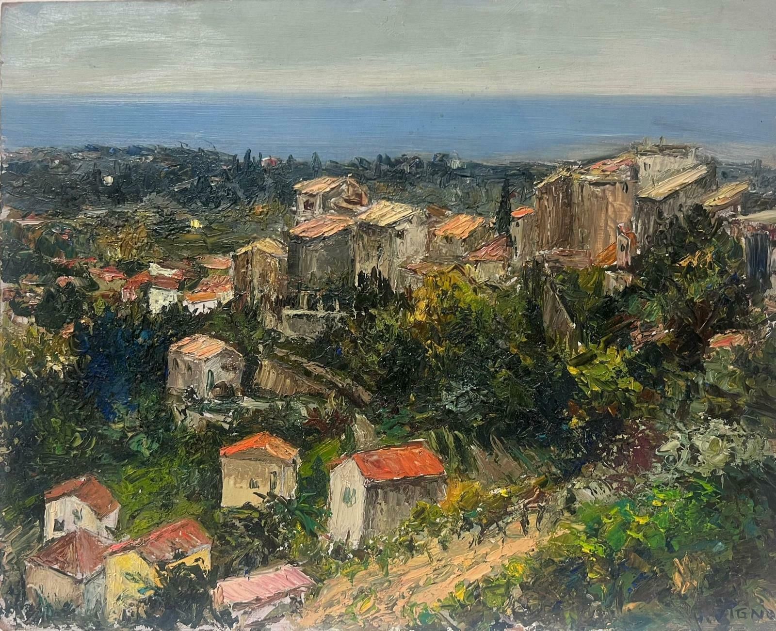 Josine Vignon1950s French Post Impressionist Oil Painting Cagnes Sur Mer South Of France1950s