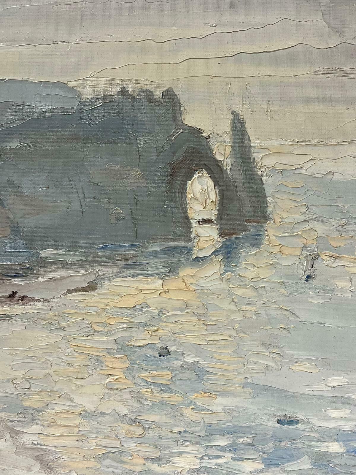Georges Bordonove1970's French Impressionist Oil Etretat Normandy Coastline Seascape Signed Oil 1970 photo Art