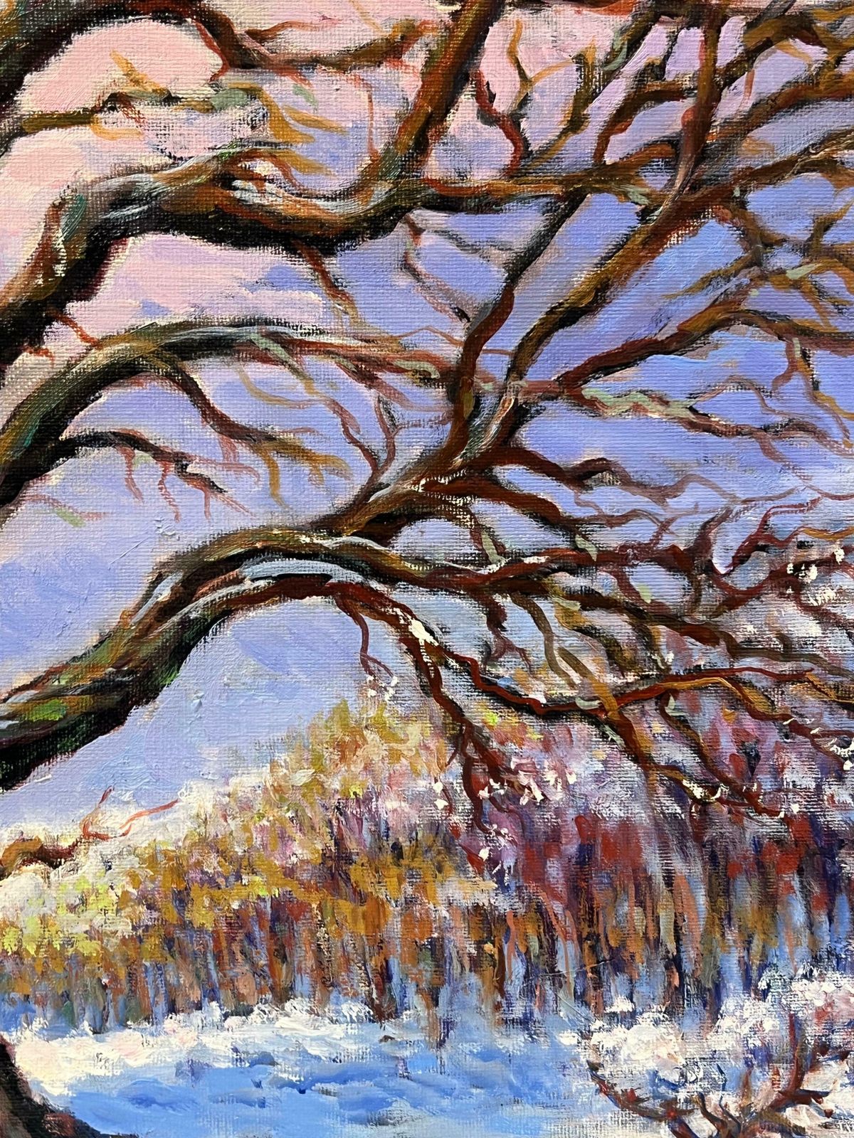 photo furniture Georges Bordonovelarge French Post Impressionist Oil Painting Ancient Tree Winter Snow Landscape