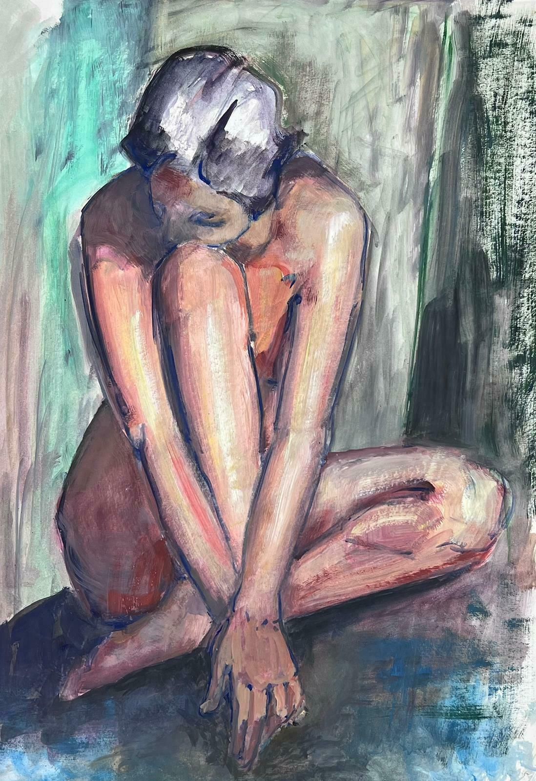 French Modernistreclining Nude Lady Model 1970's French Modernist Painting Provence Collection1970's photo furniture