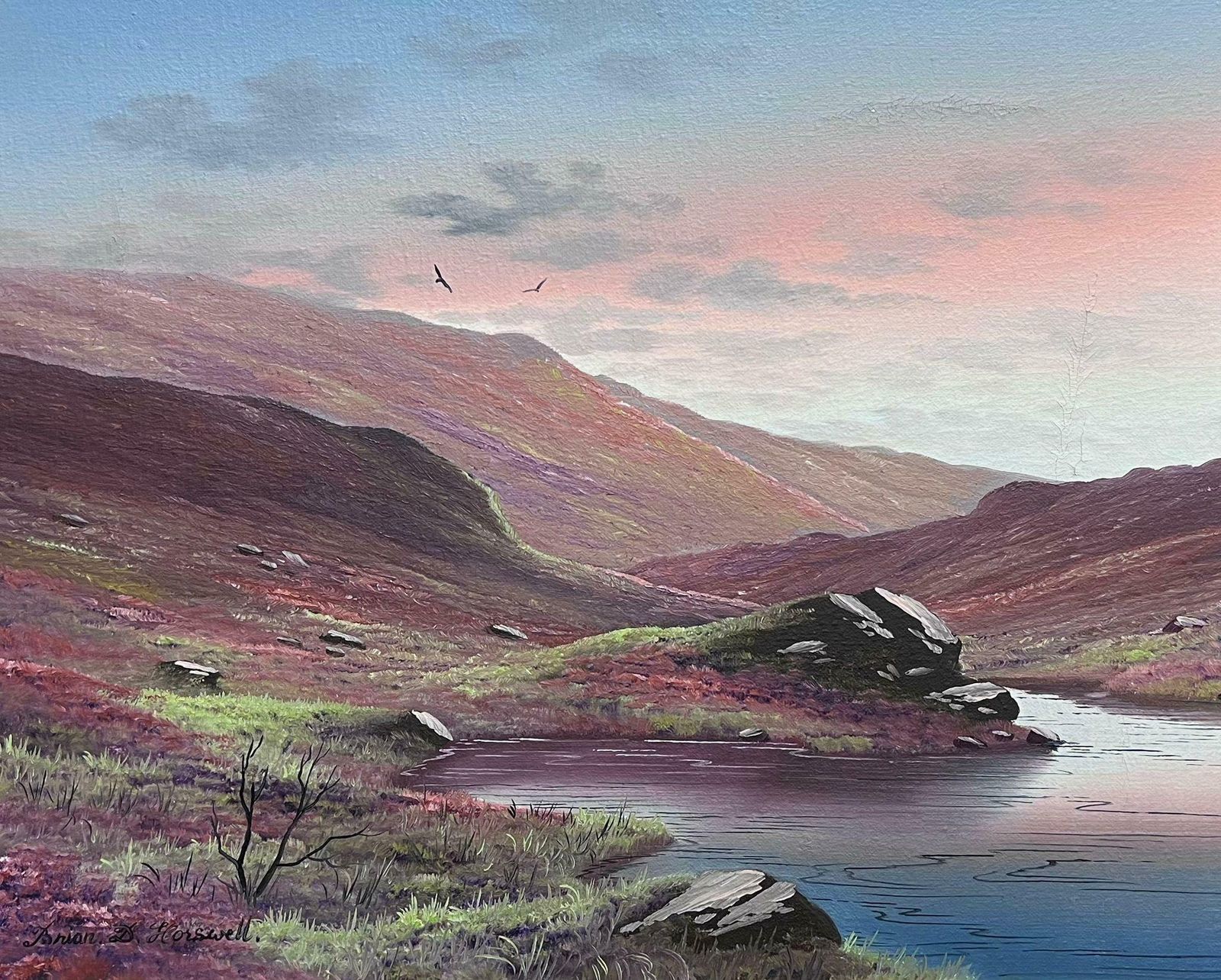 Brian Horsewellscottish Highlands Sunset Atmospheric Sky River Landscape Signed British Oil photo furniture