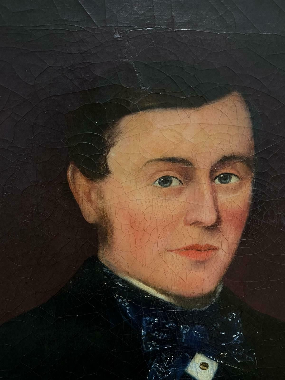 English Victorian Oil Portrait Of Gentleman With Cigar Large 19th Century British Oil Painting photo vinterior