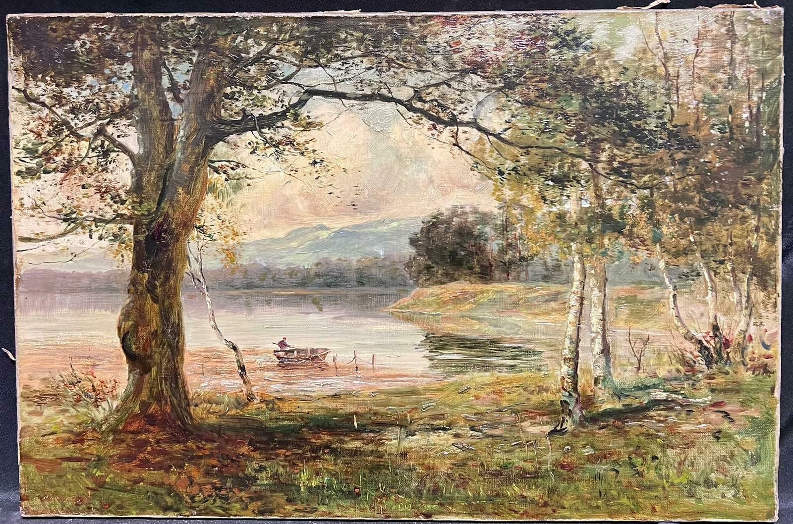 John Hamilton Glassfine Victorian Scottish Oil Painting Figures In Highland Loch Landscape Signed photo furniture