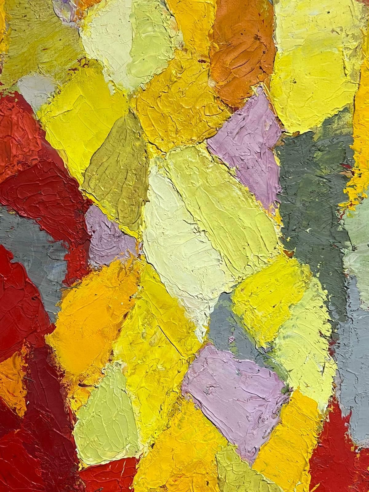 French Cubist 1950'slarge Mid 20th Century French Cubist Thick Impasto Oil Painting Abstract Shapes1950's photo Art