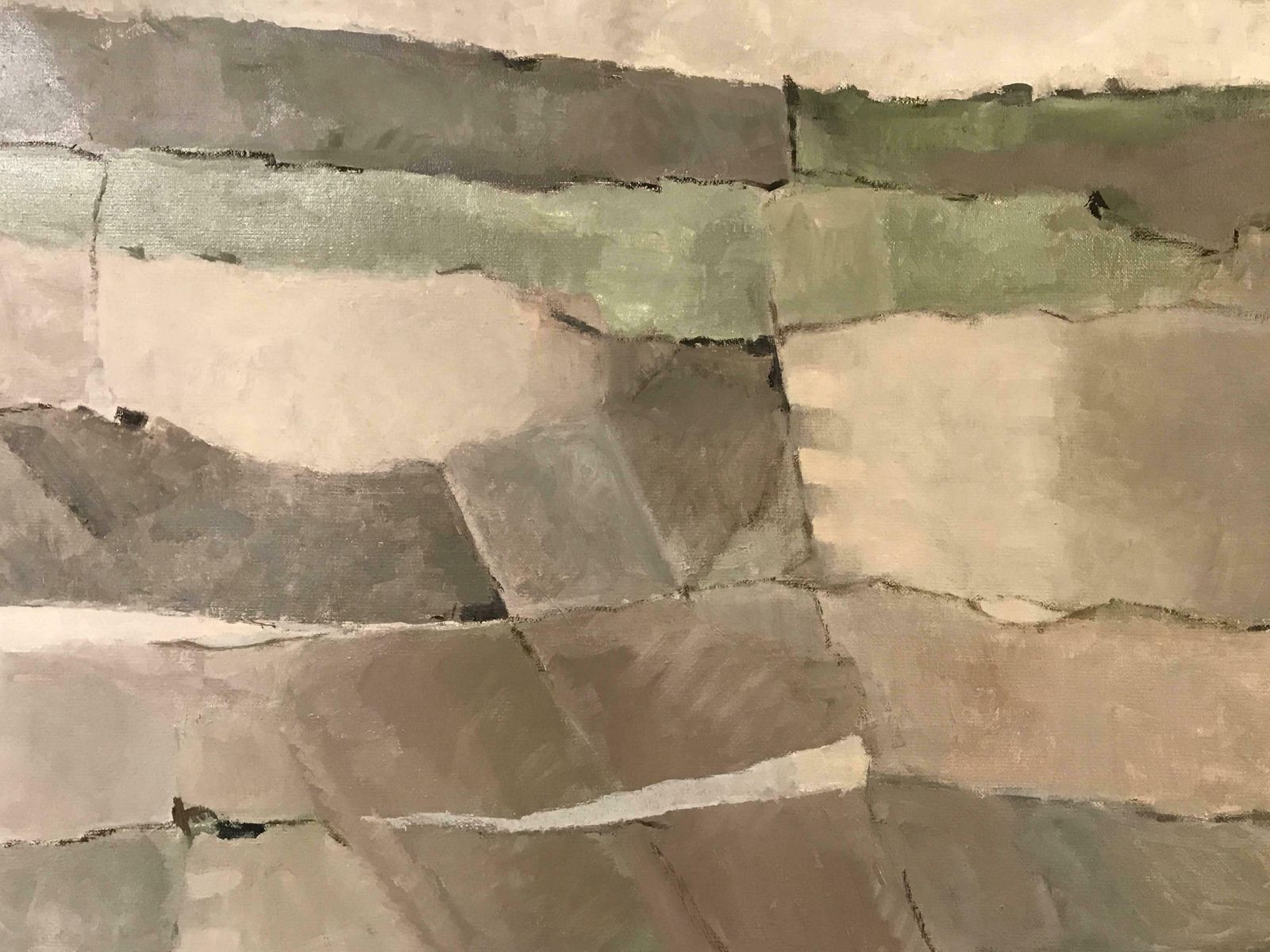 Yvette Dubois Habasquehuge French Abstract Oil Painting Cubist Shapes & Shades Moody Atmospheric Tonesc.2010 photo for sale