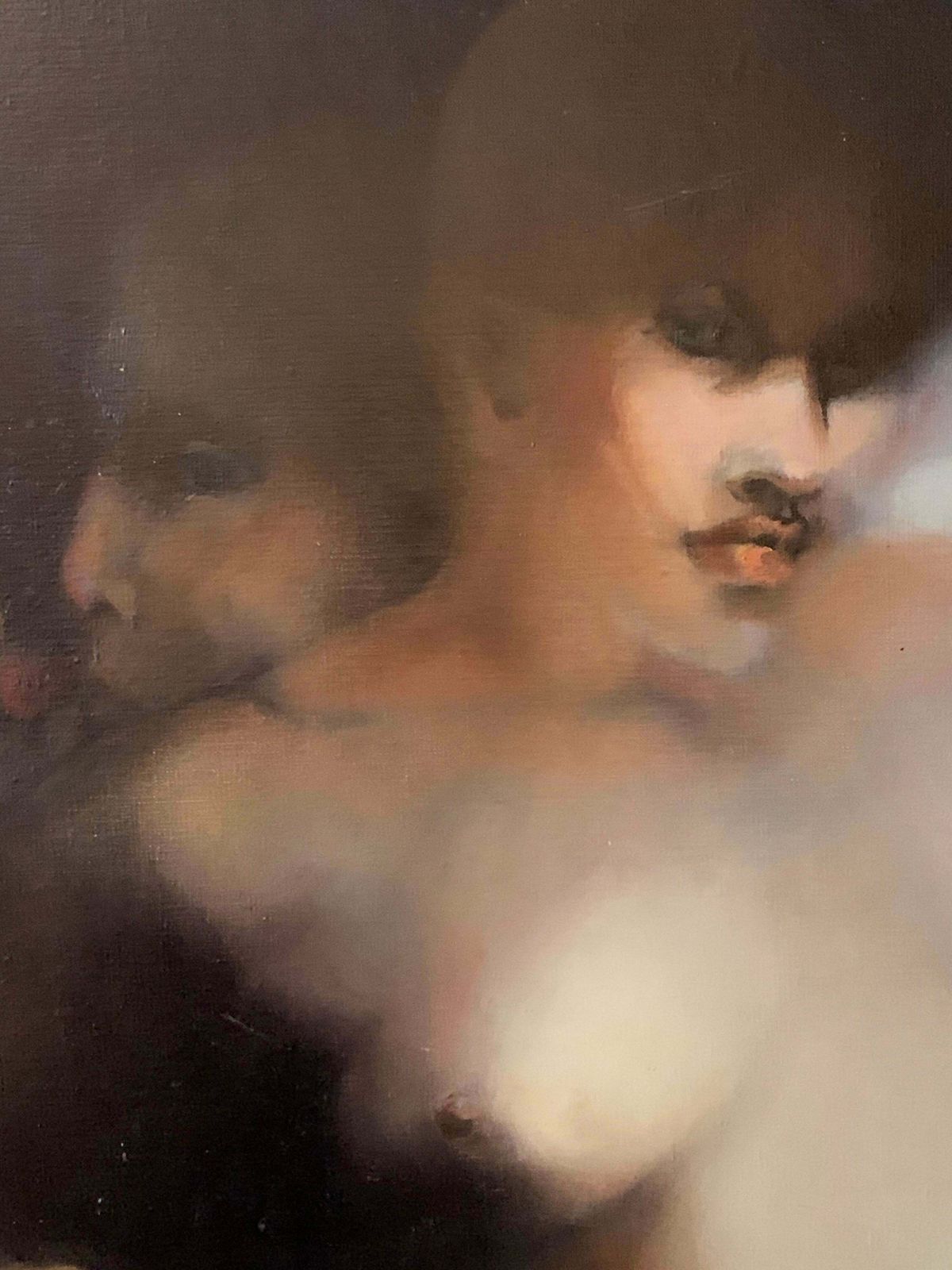 Michele Salmonhuge French Modernist Oil Nude Lovers In Landscapec. 1990's photo Art