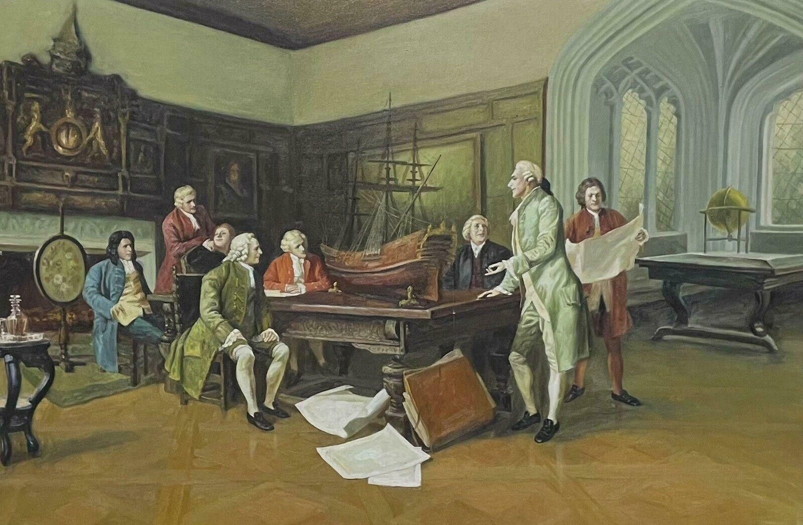 Unknownthe Explorers Meeting Classical Sea Faring Adventurers With Ship & Charts, Oil