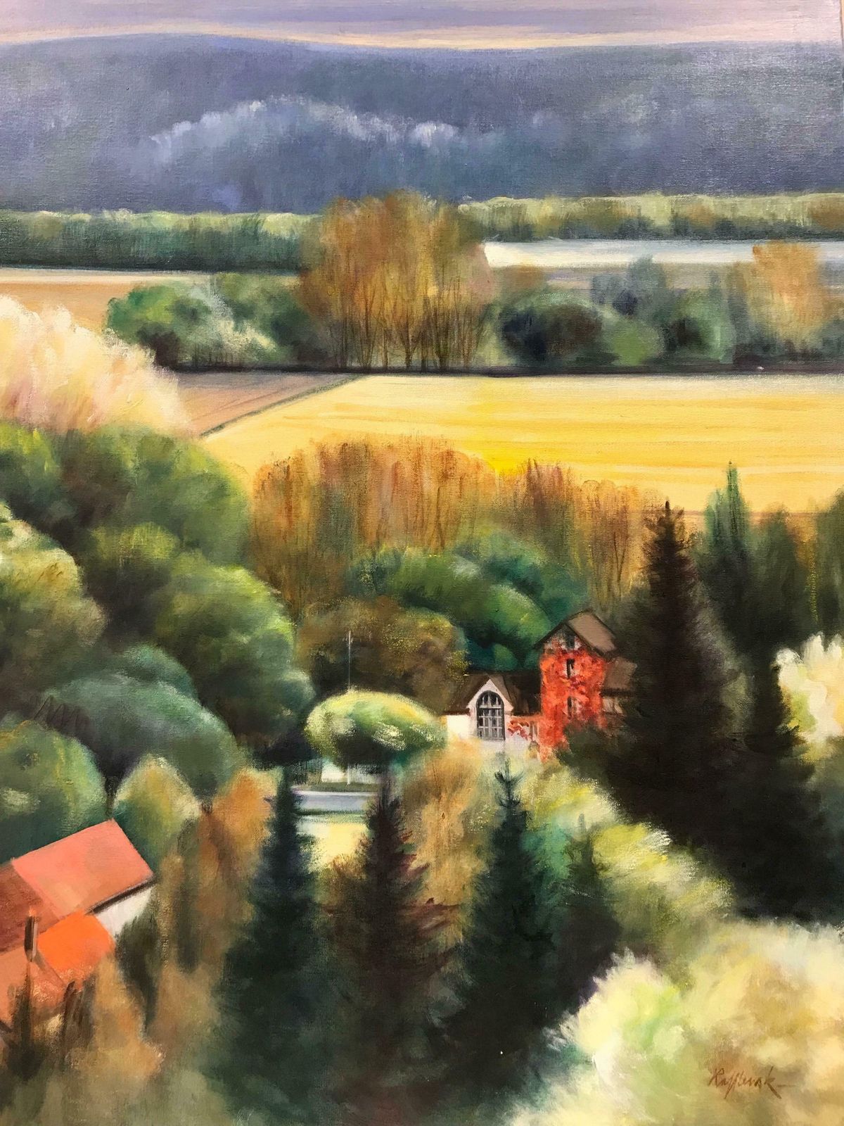 French Schoollarge French Contemporary Oil Painting Monet's Giverny Landscape, Signed Titled photo for sale