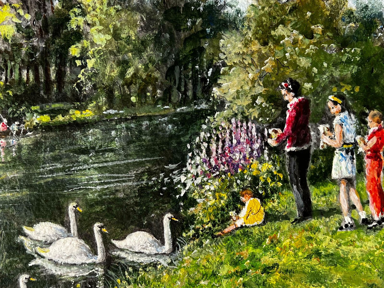 Norman A Olleya Family Day Out Feeding The Swans By The River Mole photo for sale
