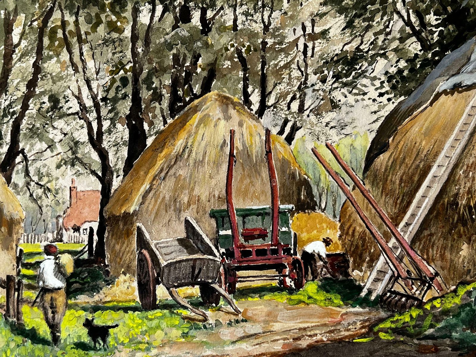 Norman A Olleysummertime Landscape, Gathering Hay From The Hay Stacks Mannor Farm , Surrey photo for sale