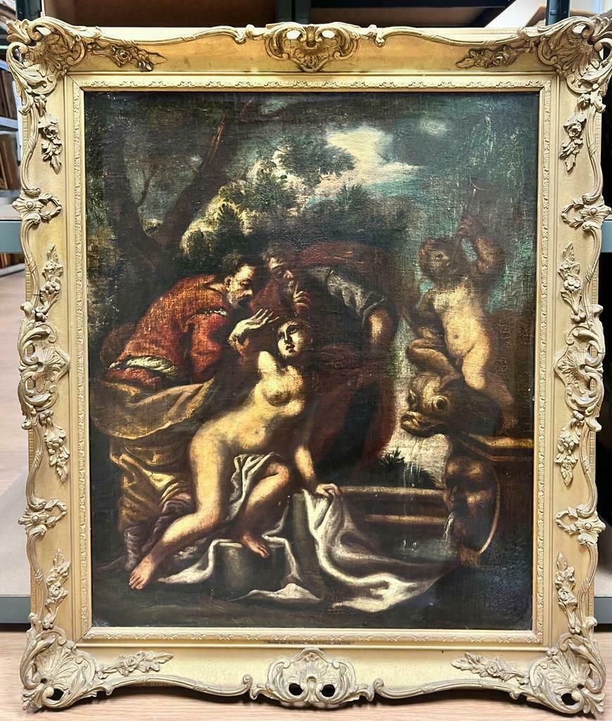 18th Century Italian Old Masterlarge 1700 Italian Old Master Nude Bather With Classical Figures Water Fountain photo furniture