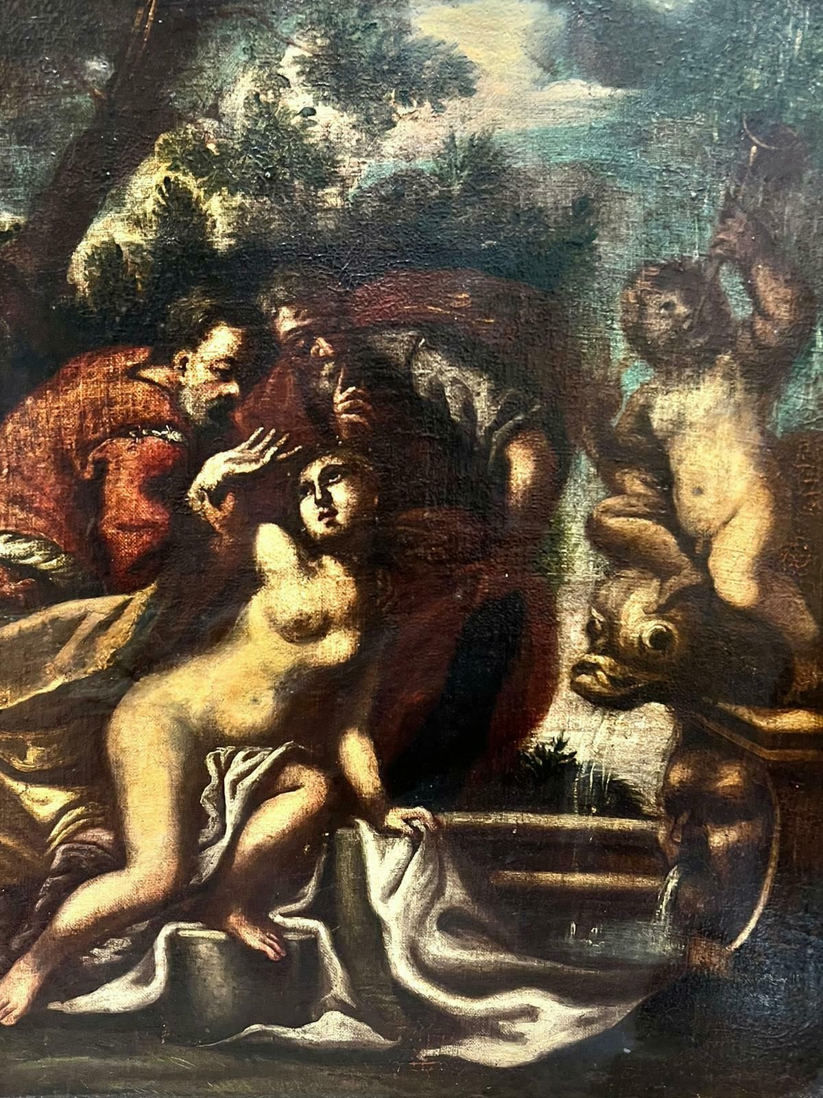 18th Century Italian Old Masterlarge 1700 Italian Old Master Nude Bather With Classical Figures Water Fountain photo vinterior