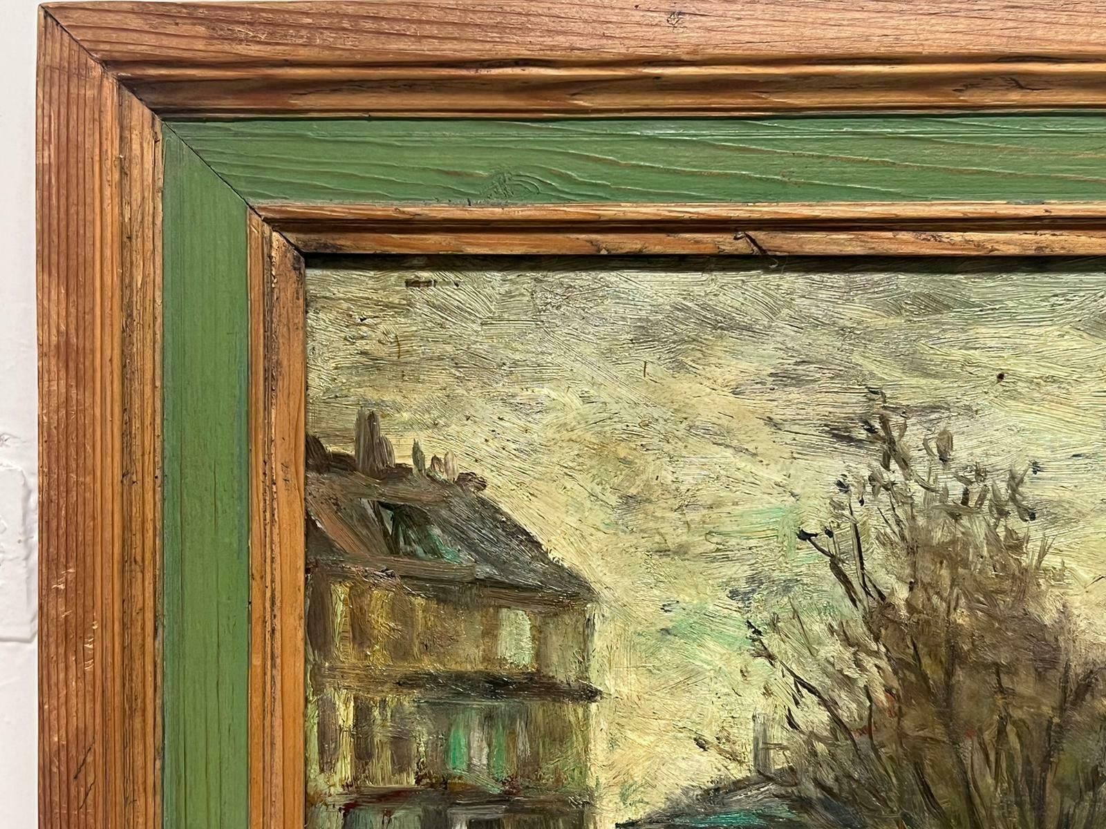 Late 19th Century French Impressionist Oil Painting Bustling Parisian Boulevard1890's photo 3847.0