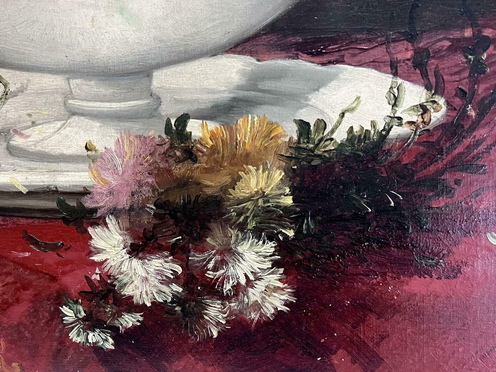 Alfred Roubyfine 19th Century French Flower Oil Painting Large Canvas Major Listed Artist photo Art
