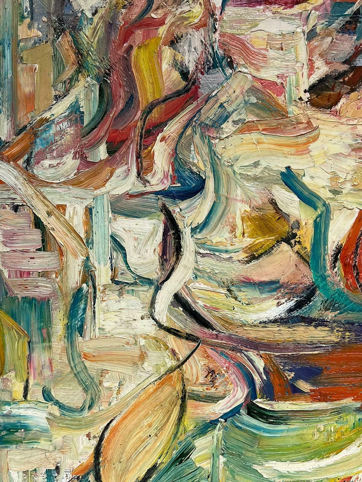 French Schoolmid 20th Century French Expressionist Abstract Portrait Very Thick Impasto Oil photo Art